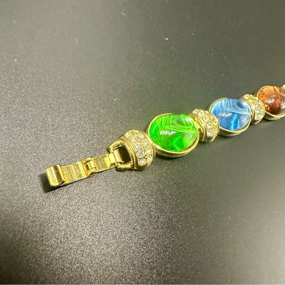 Vtg Park Lane Multi-Colored “Gemstone” Gold-Tone Bracelet - Picture 4 of 10